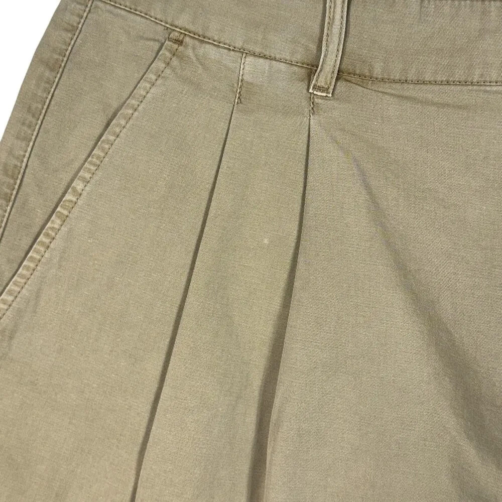 Lucky Brand SZ 14 Pleated Chino Shorts Hi-Rise Pockets Zip-Fly Tan Womens New - Picture 2 of 8
